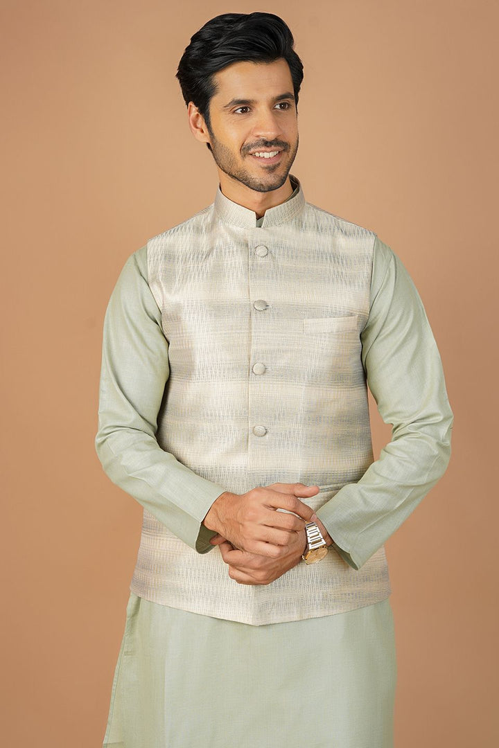 Banarasi Rayon Cotton Gold Nehru Jacket