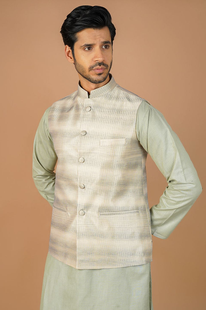 Banarasi Rayon Cotton Gold Nehru Jacket