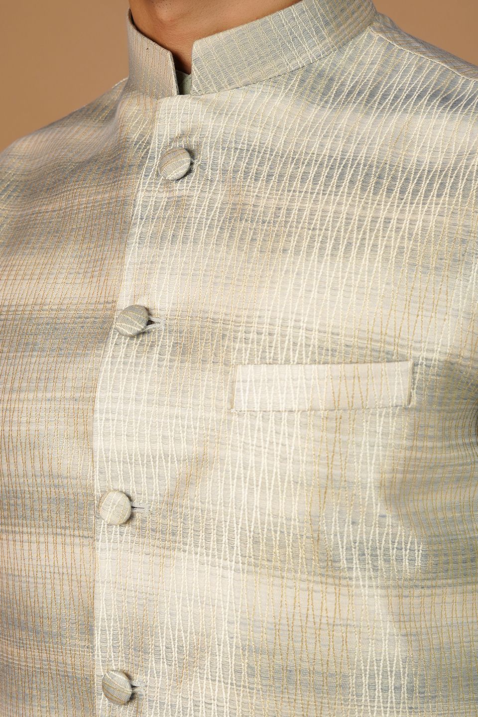 Banarasi Rayon Cotton Gold Nehru Jacket