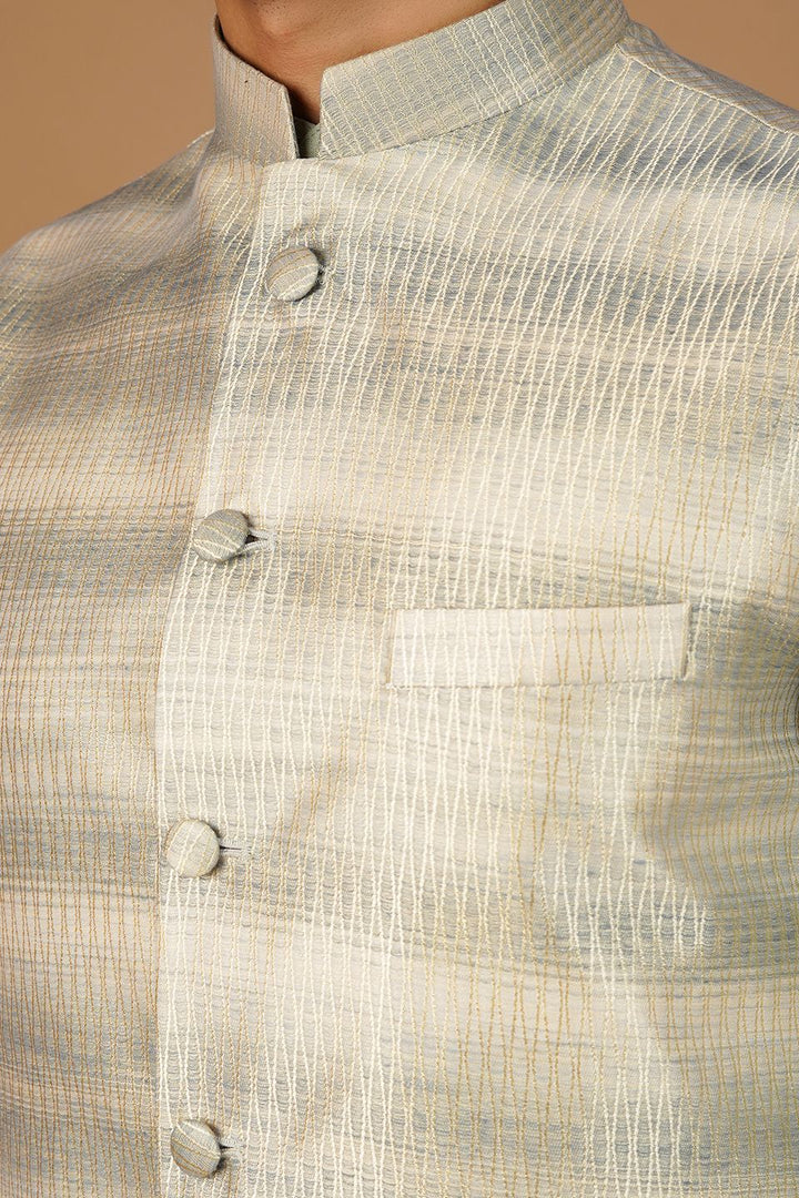 Banarasi Rayon Cotton Gold Nehru Jacket