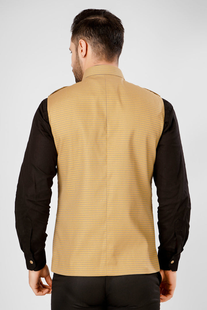 Pure cotton Gold Nehru Jacket