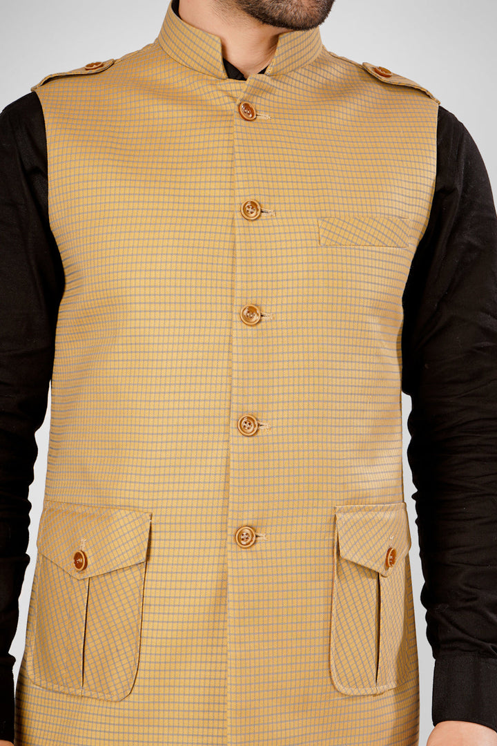 Pure cotton Gold Nehru Jacket