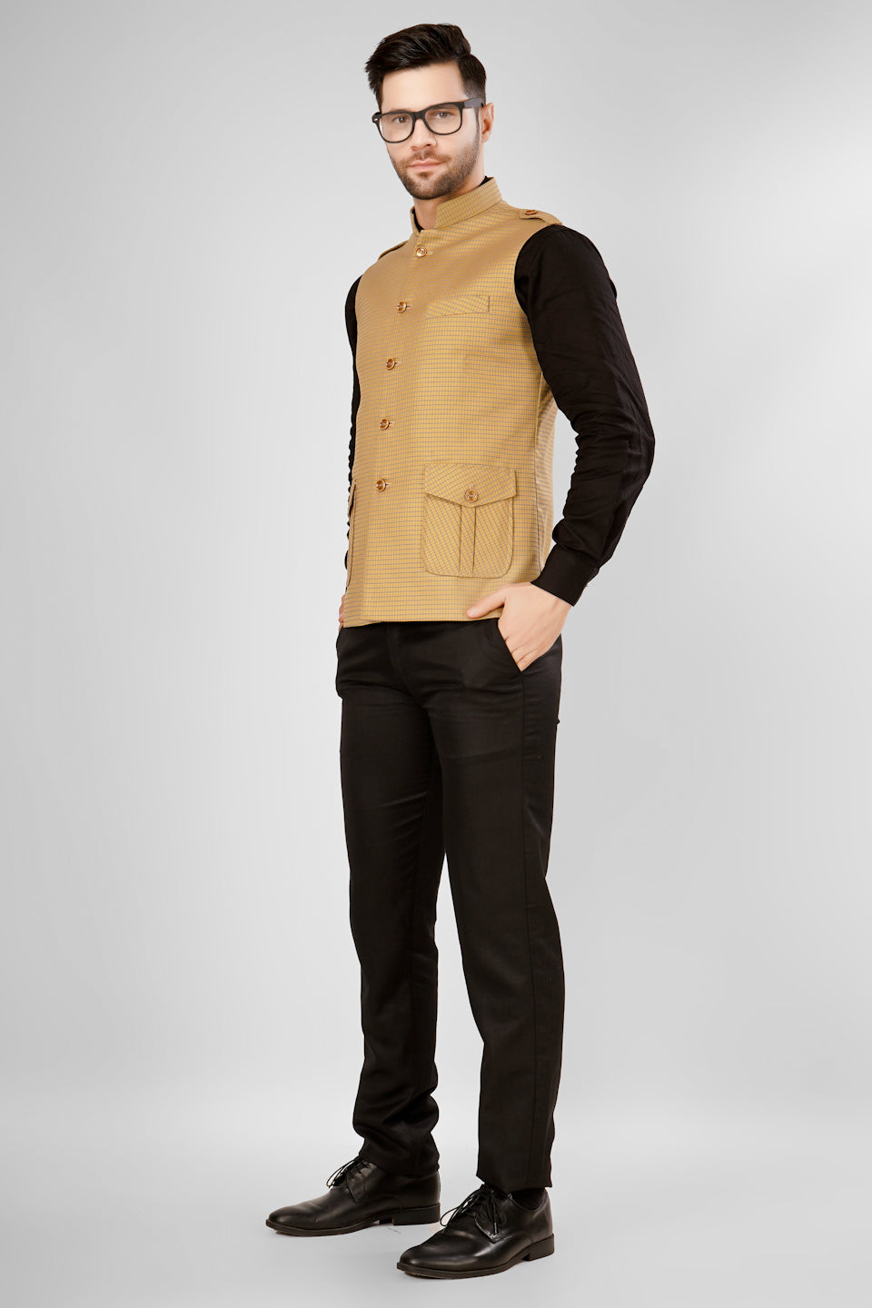 Pure cotton Gold Nehru Jacket