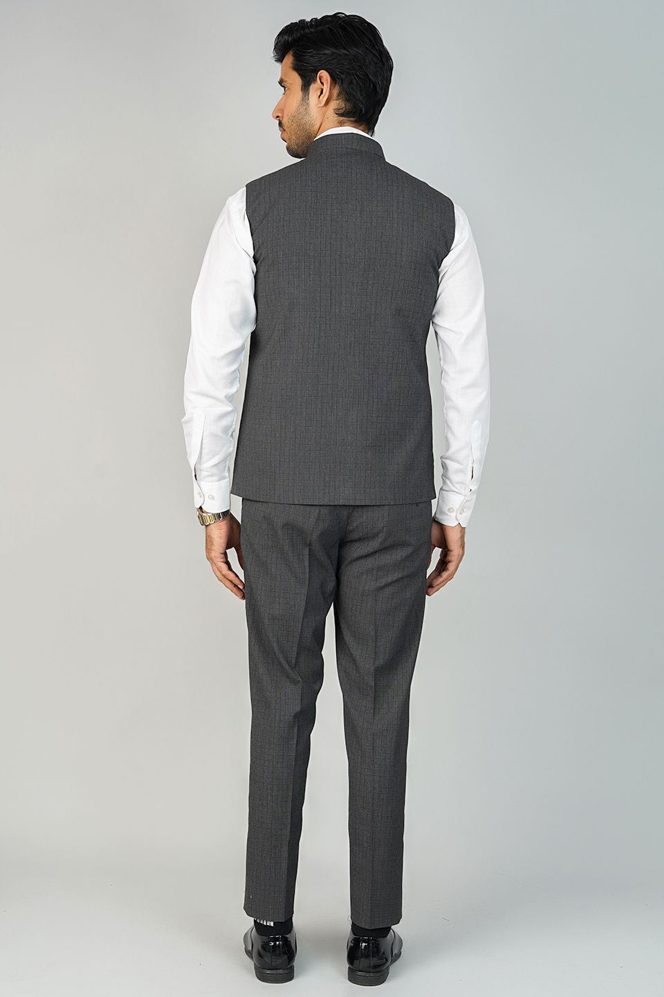 Poly Viscose Grey Vest and Trouser Set