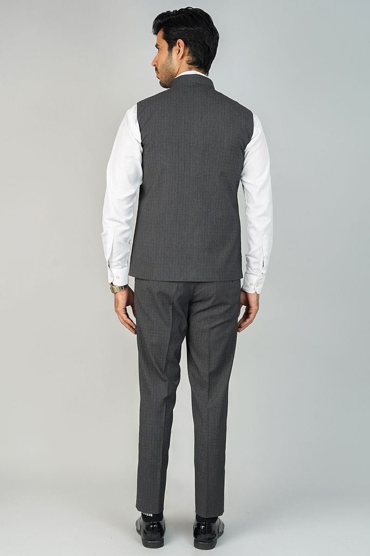Poly Viscose Grey Vest and Trouser Set