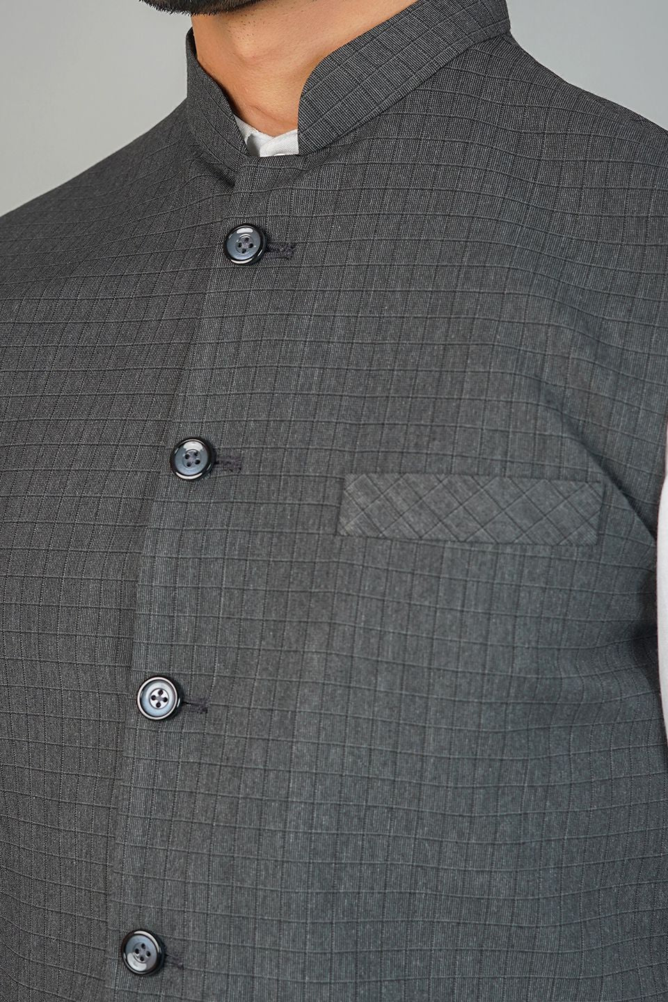 Poly Viscose Grey Vest and Trouser Set