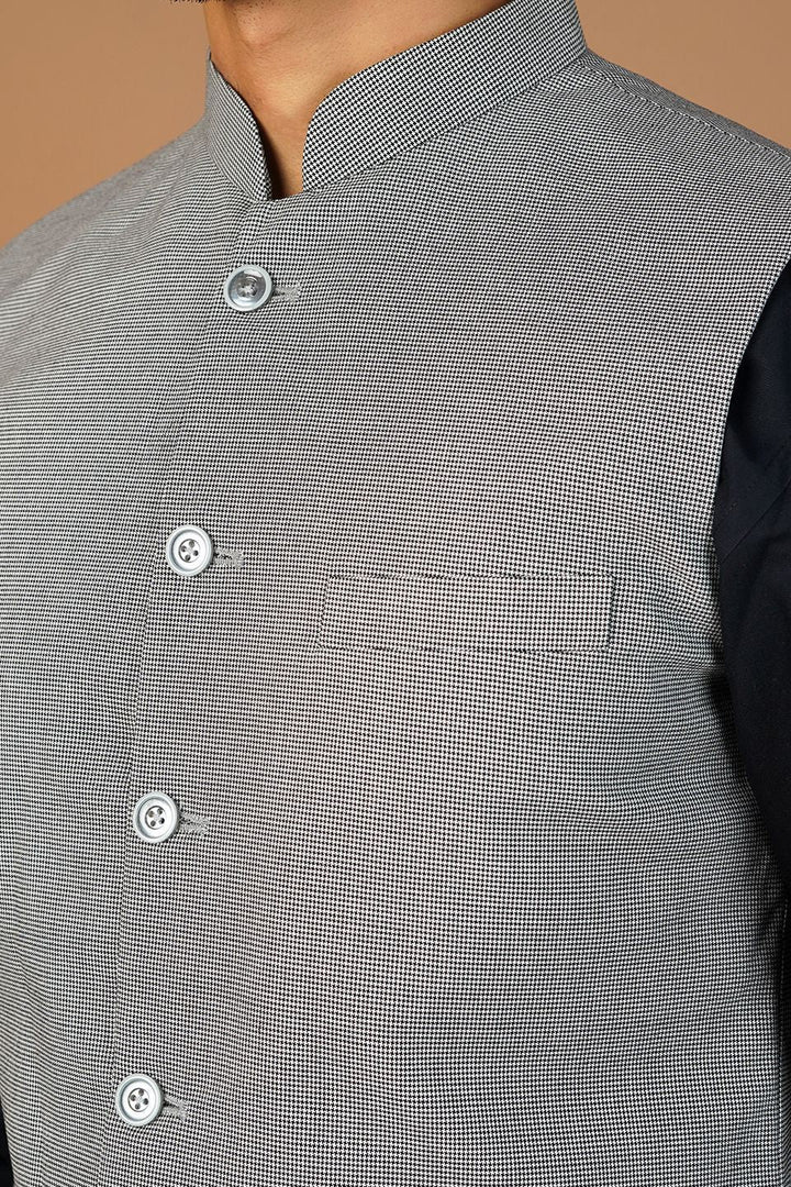 Poly Viscose Grey Vest and Trouser Set