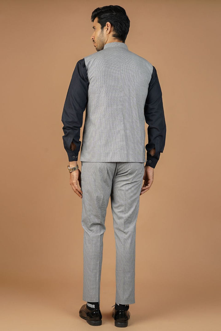 Poly Viscose Grey Vest and Trouser Set