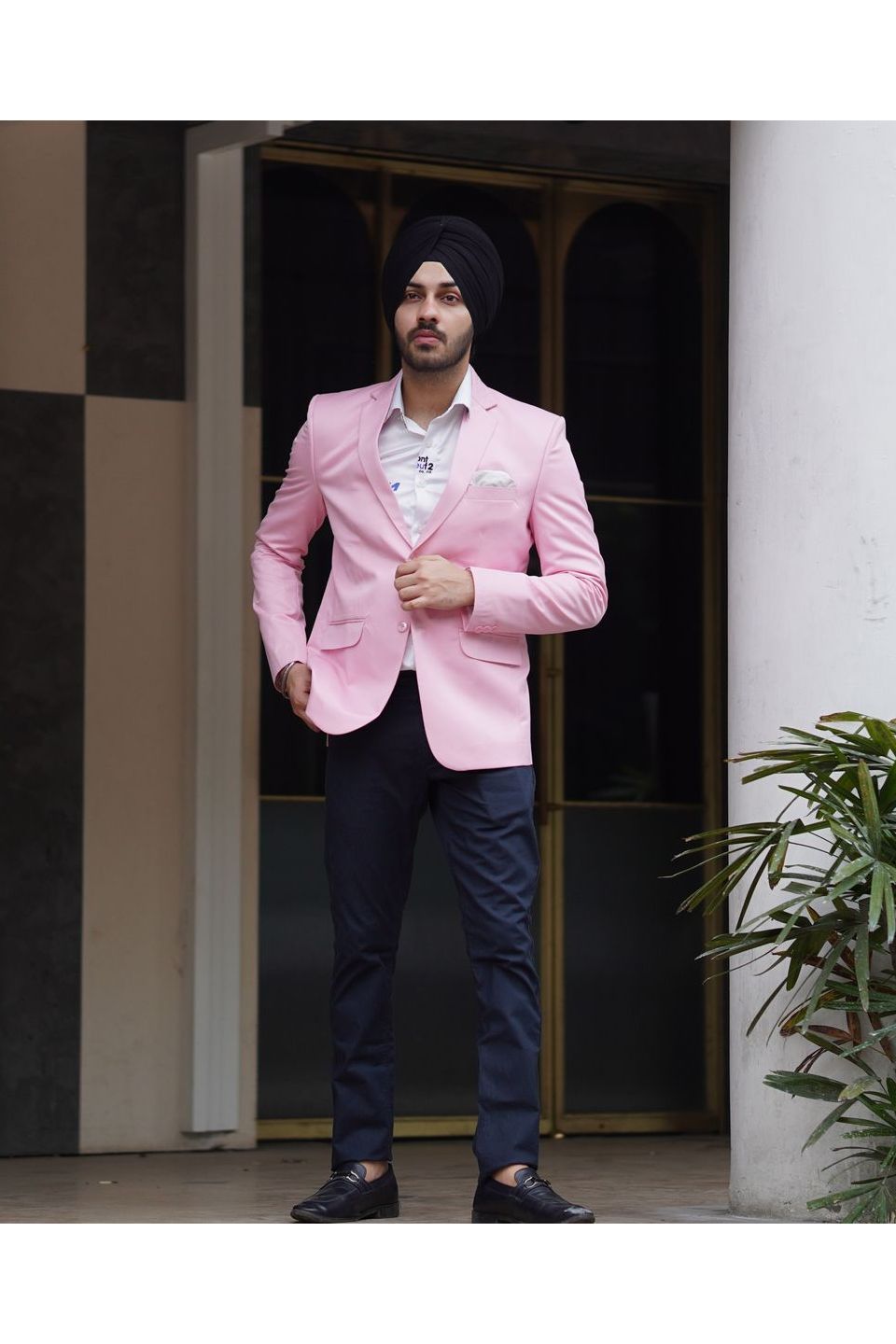 Polyester Cotton Pink Blazer