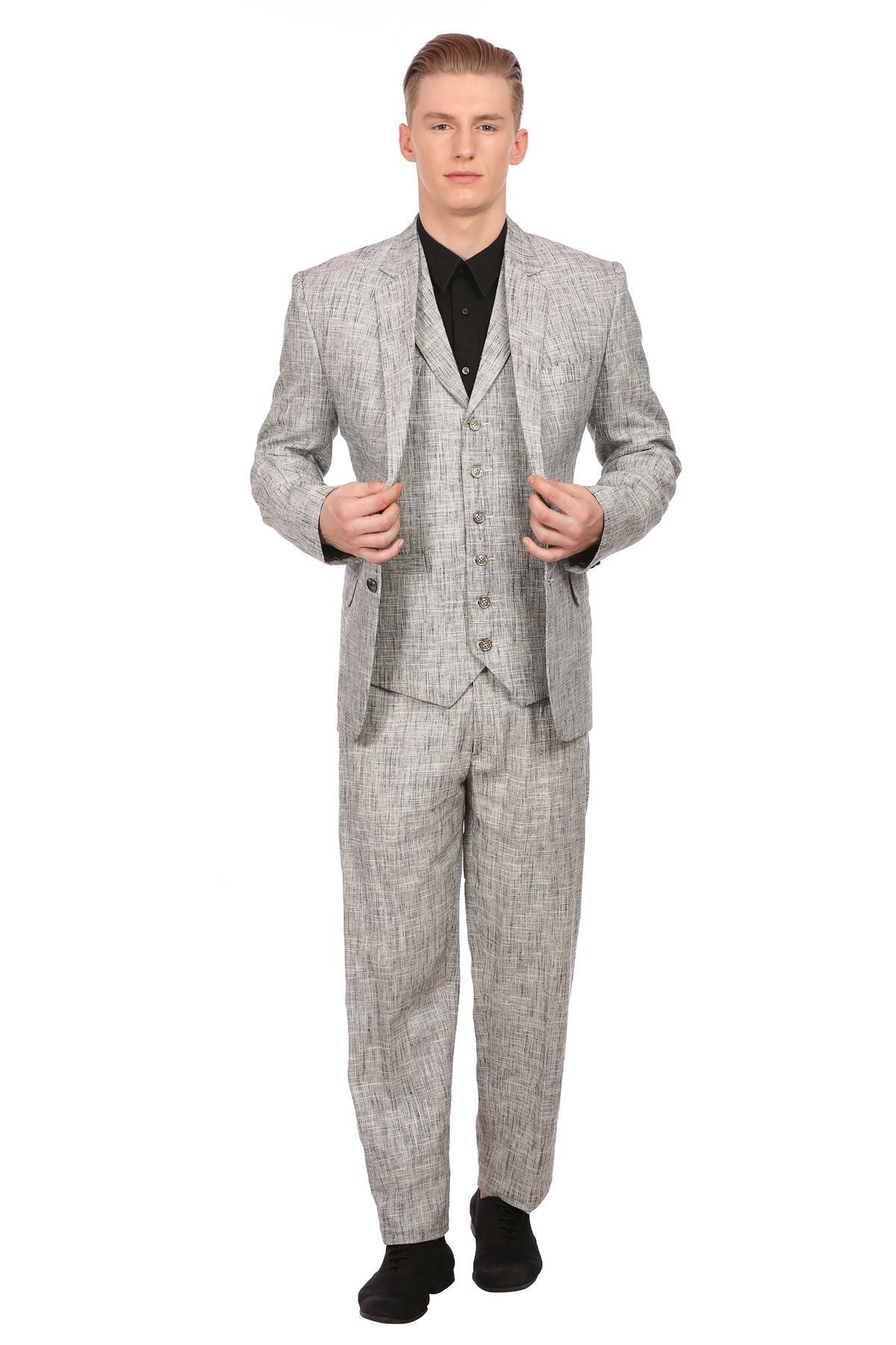 Linen Silver 3pc Suit