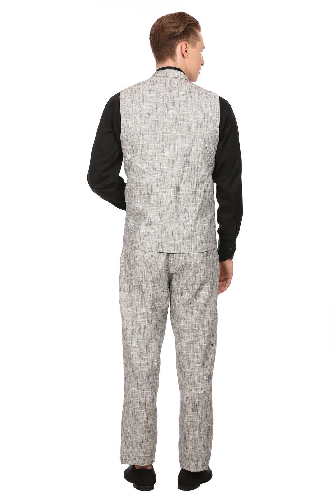 Linen Silver Vest and Trouser Set