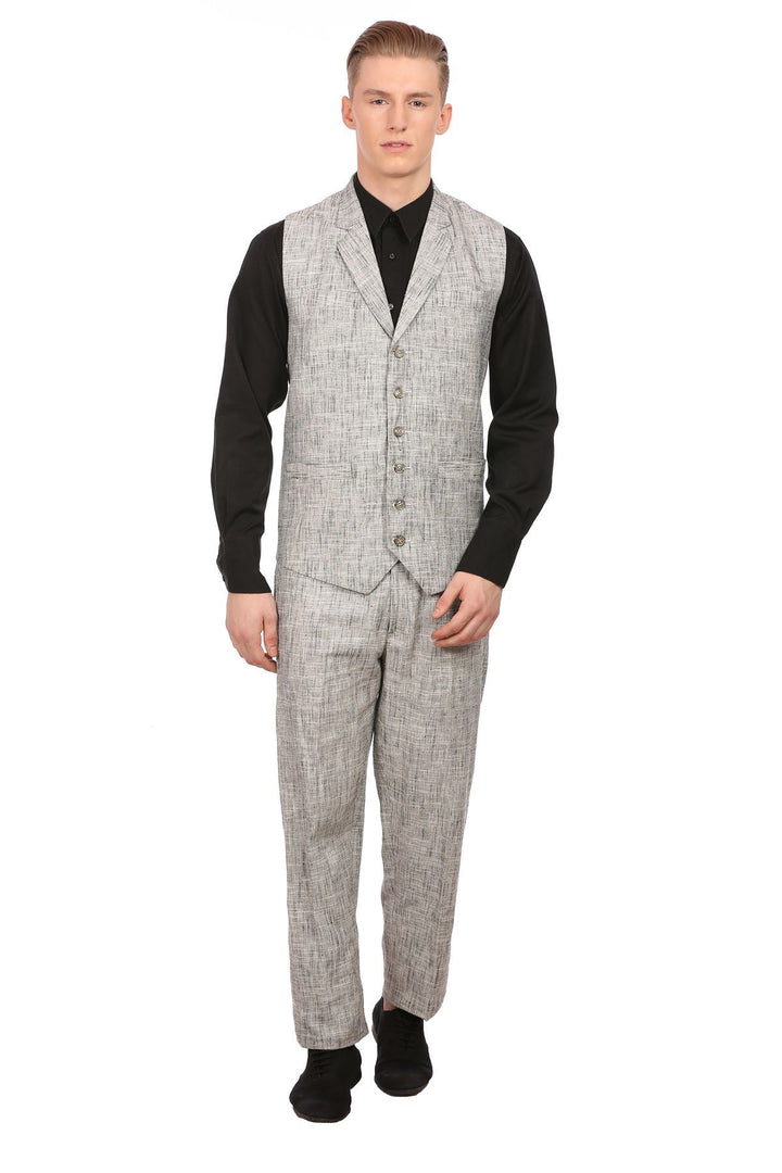 Linen Silver Vest and Trouser Set