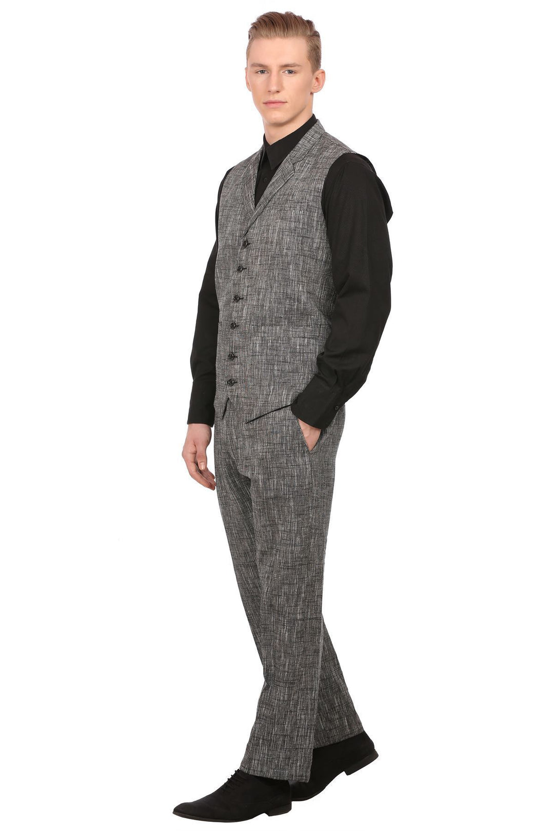 Linen Black Vest and Trouser Set