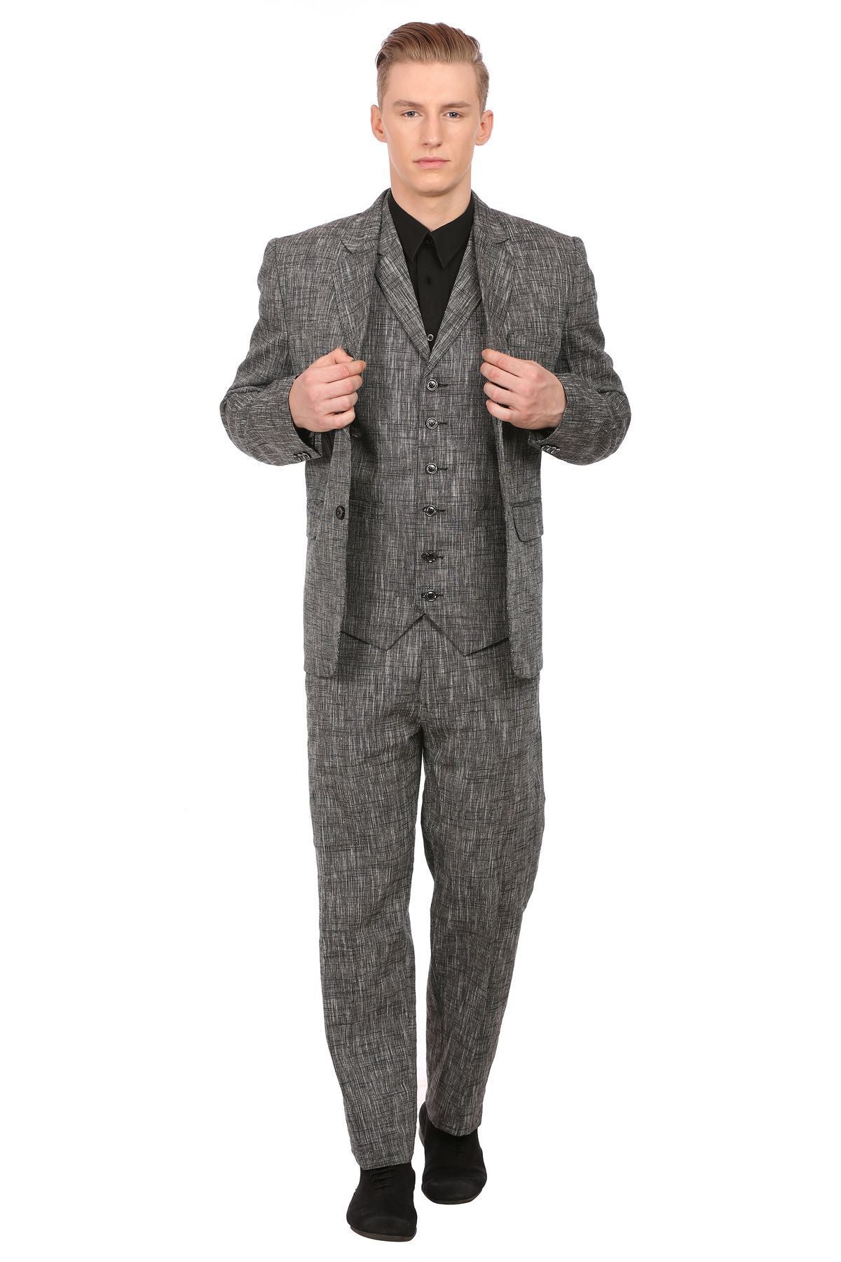 Linen Black 3pc Suit