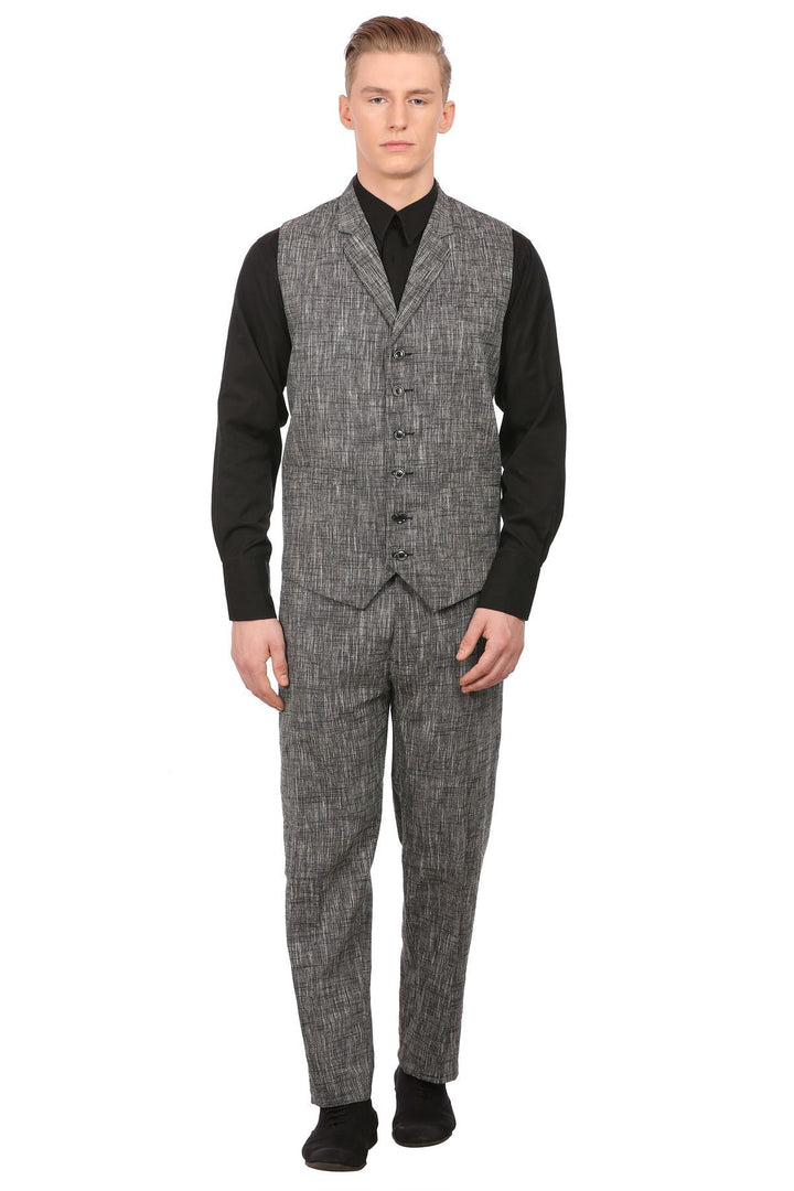 Linen Black Vest and Trouser Set