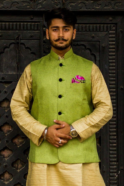 Rayon Green Modi Nehru Jacket