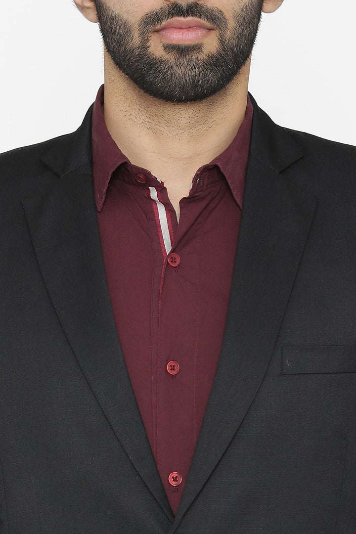 Polyester Cotton Black Suit