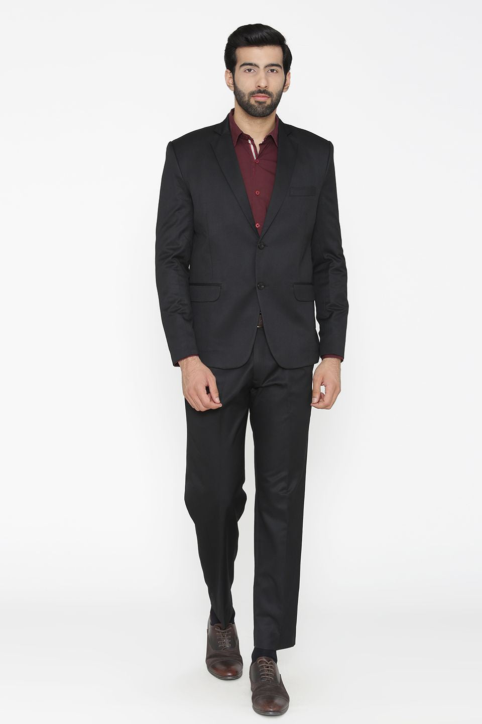 Polyester Cotton Black Suit