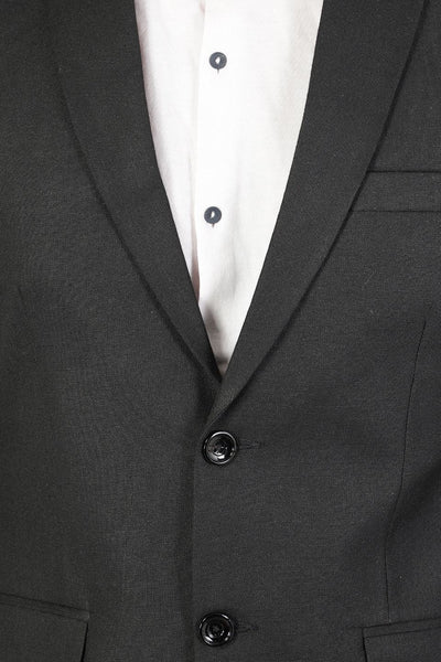 Polyester Cotton Plain Black Two Piece Suit