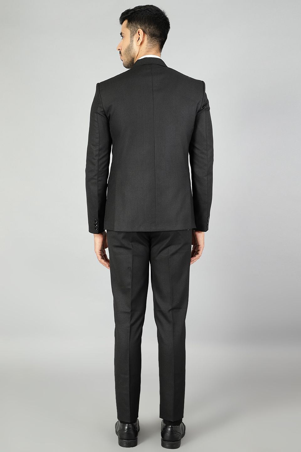 Polyester Cotton Plain Black Two Piece Suit