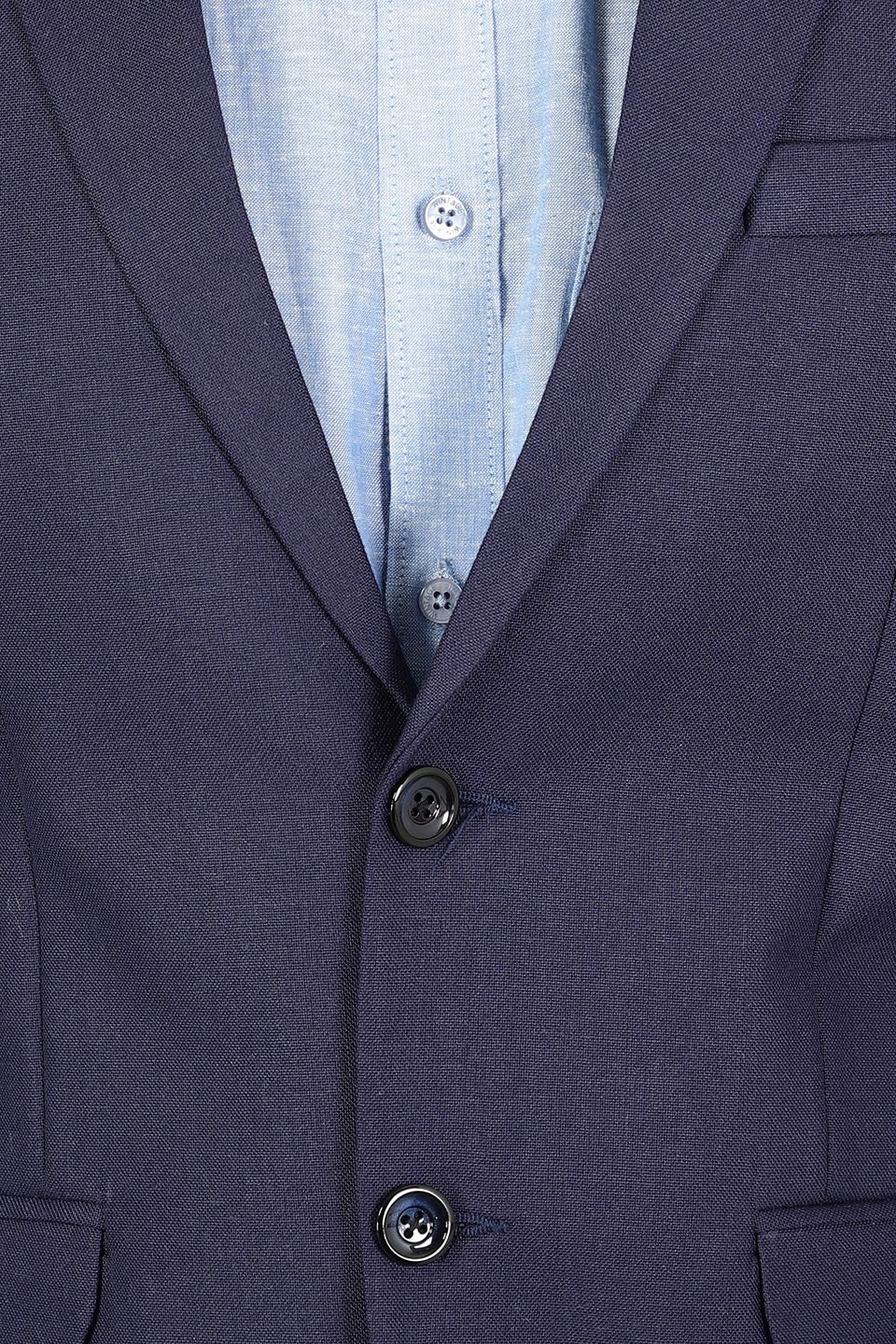 Polyester Cotton Plain Blue Two Piece Suit