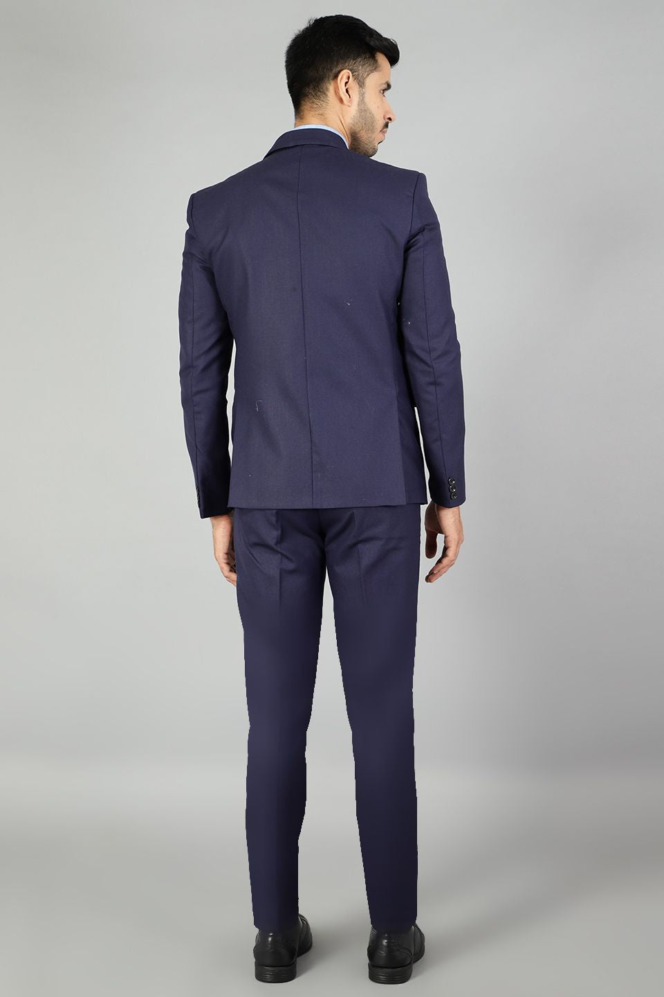 Polyester Cotton Plain Blue Two Piece Suit