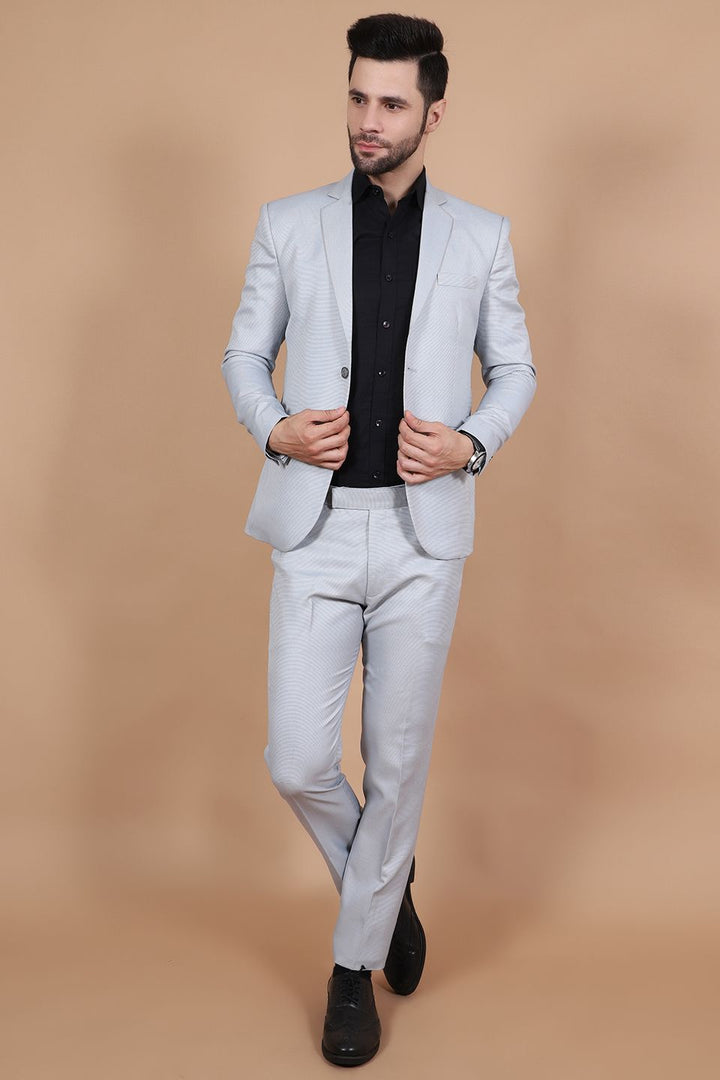 Polyester Cotton Silver Two Piece Suit