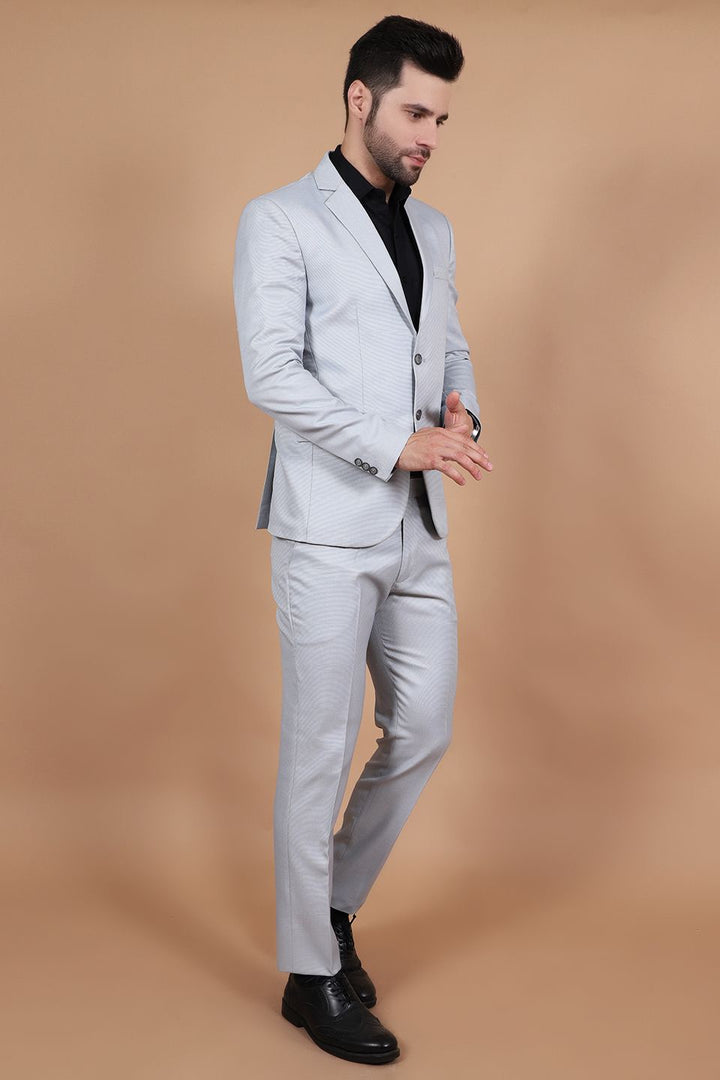 Polyester Cotton Silver Two Piece Suit