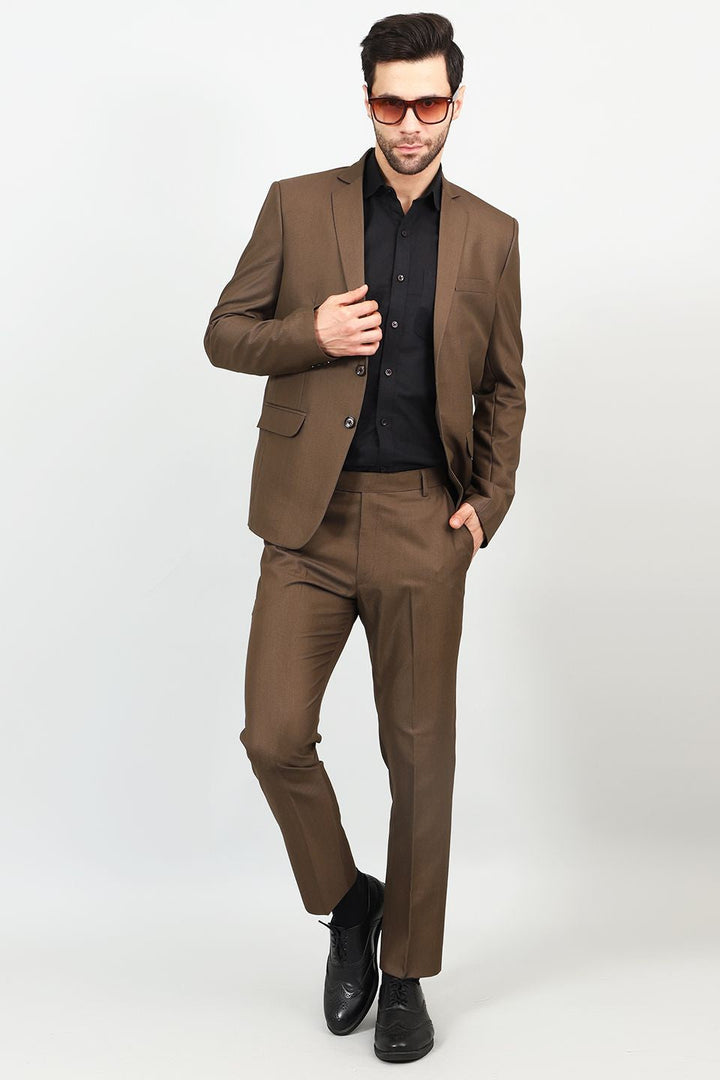 Poly Viscose Brown Two Piece Suit