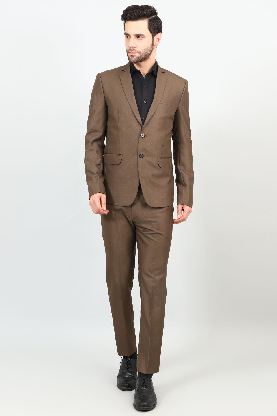 Poly Viscose Brown Two Piece Suit