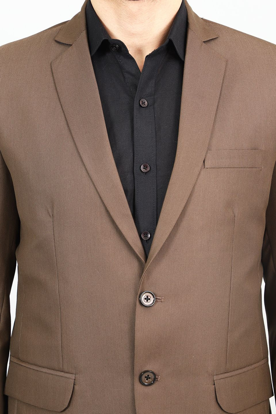 Poly Viscose Brown Two Piece Suit