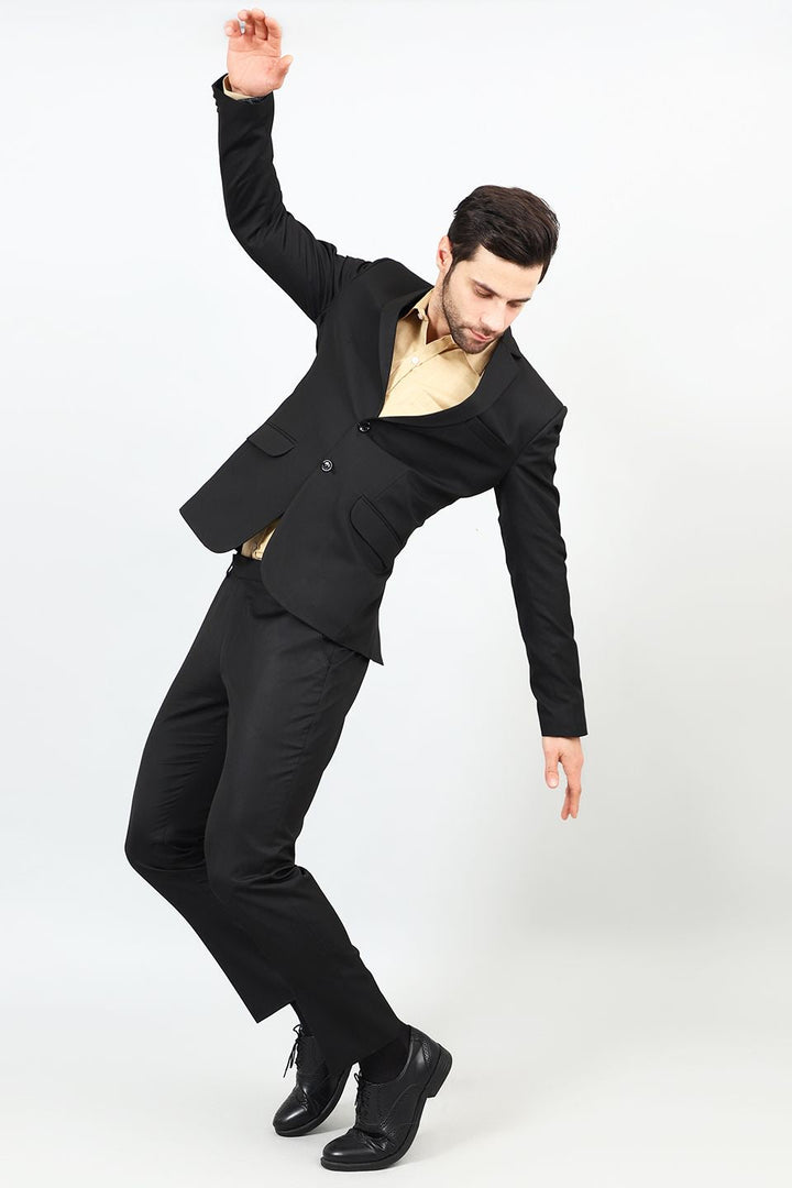 Poly Viscose Black Two Piece Suit