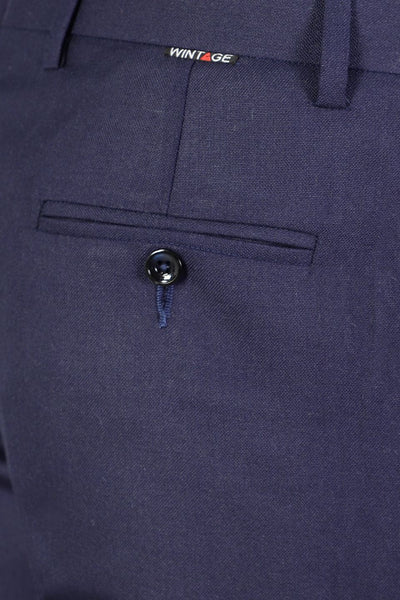 Polyester Cotton Plain Blue Three Piece Suit