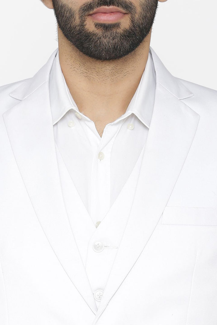 Polyester Cotton White Suit