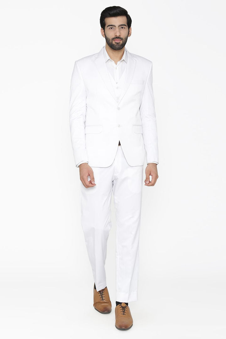 Polyester Cotton White Suit