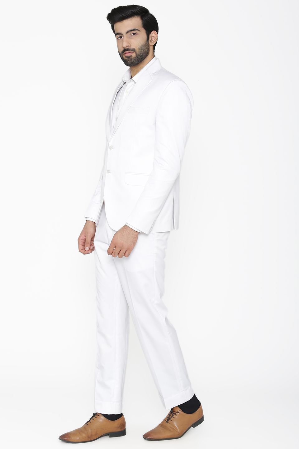Polyester Cotton White Suit