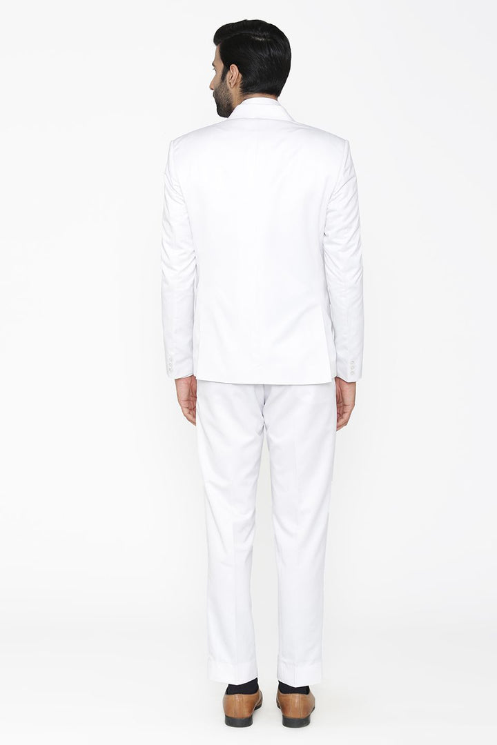 Polyester Cotton White Suit