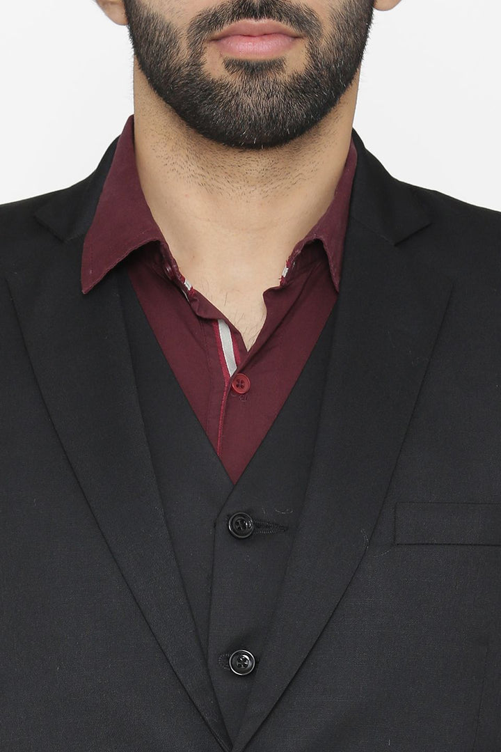 Polyester Cotton Black Suit