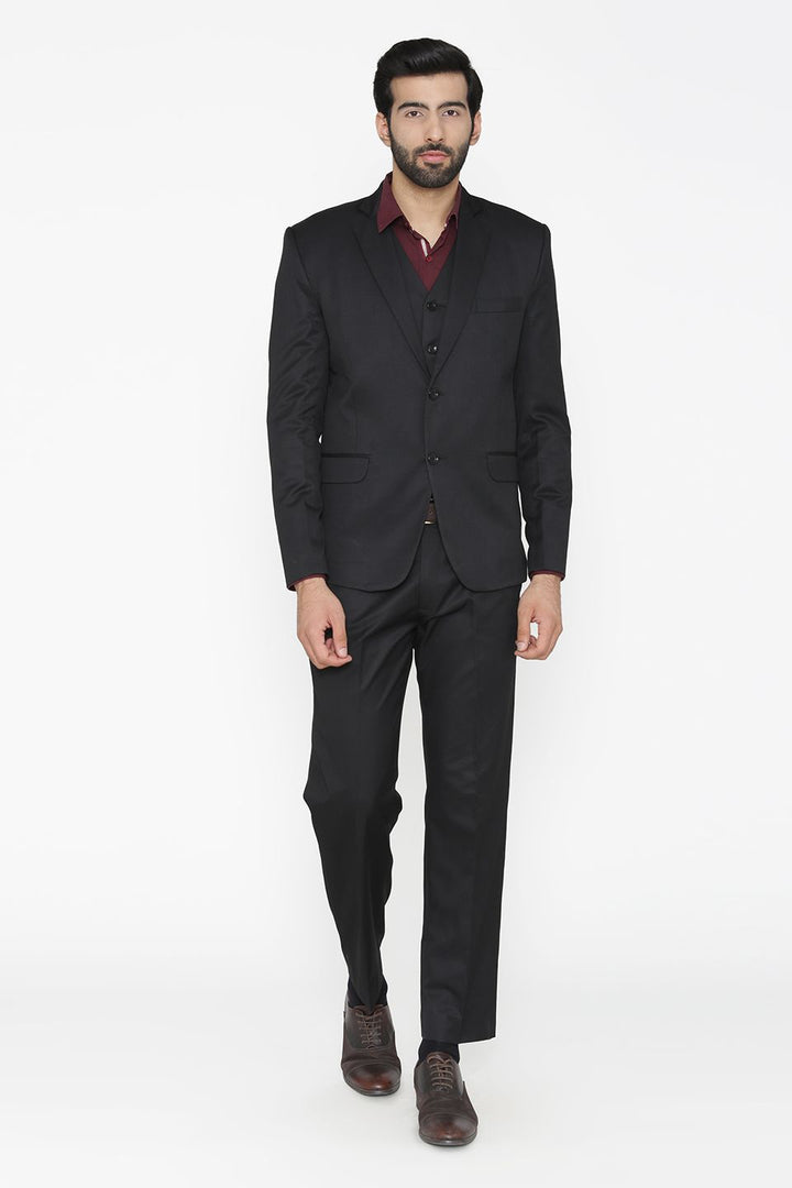 Polyester Cotton Black Suit