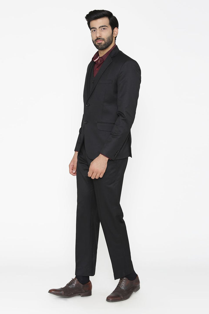 Polyester Cotton Black Suit