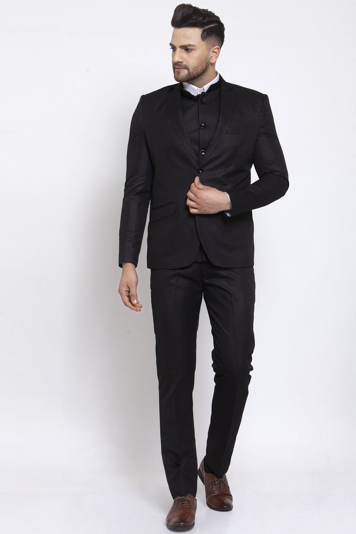 Wintage Men's Poly Blend and Evening 3 Pc Suit : Black