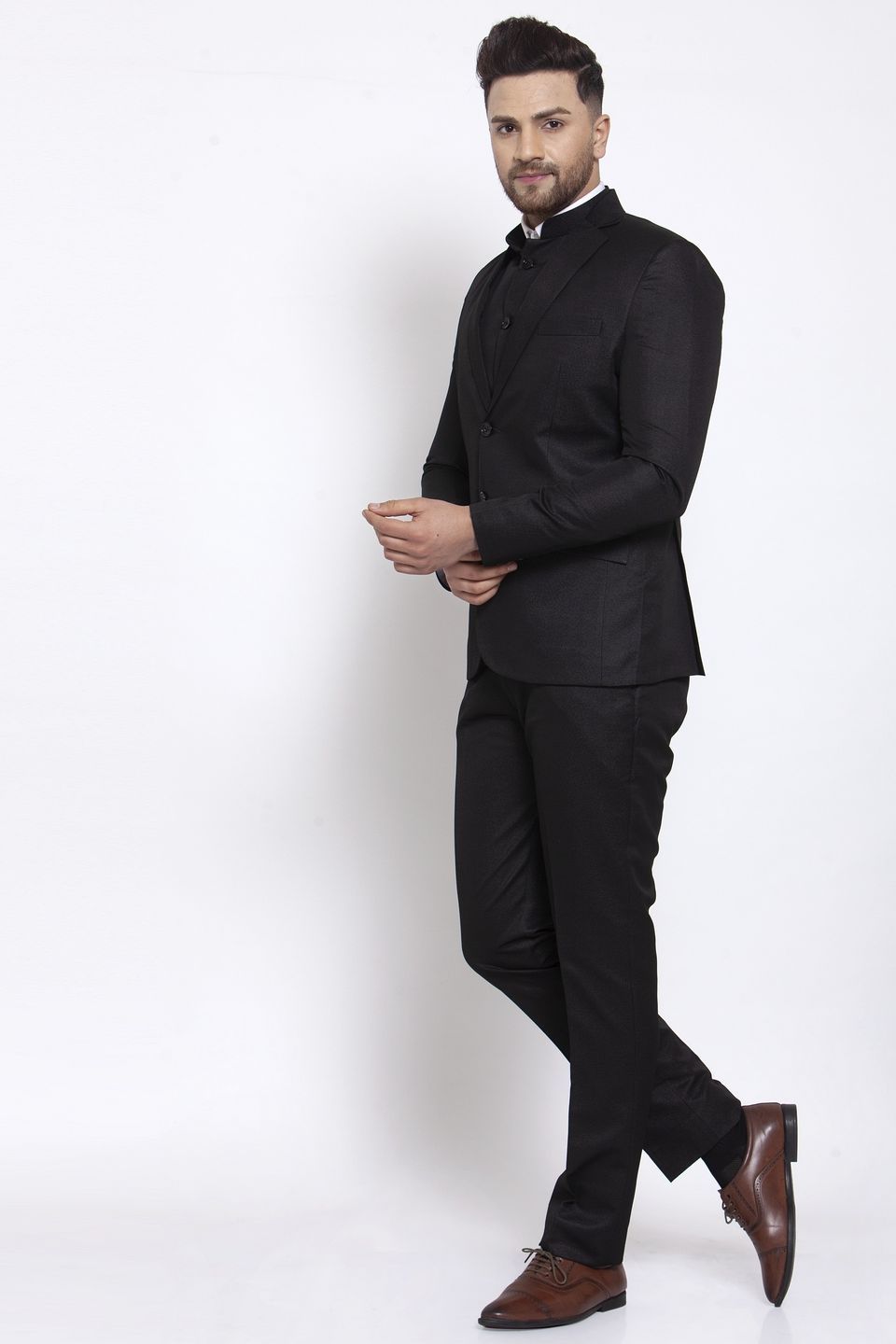 Wintage Men's Poly Blend and Evening 3 Pc Suit : Black