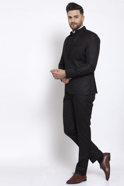 Wintage Men's Poly Blend and Evening 3 Pc Suit : Black