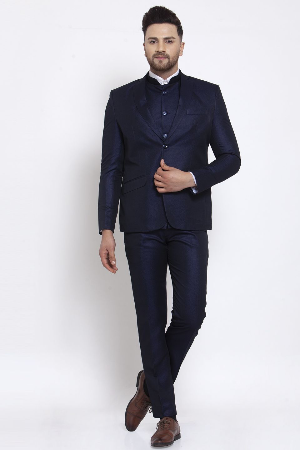 Wintage Men's Poly Blend and Evening 3 Pc Suit : Navy Blue