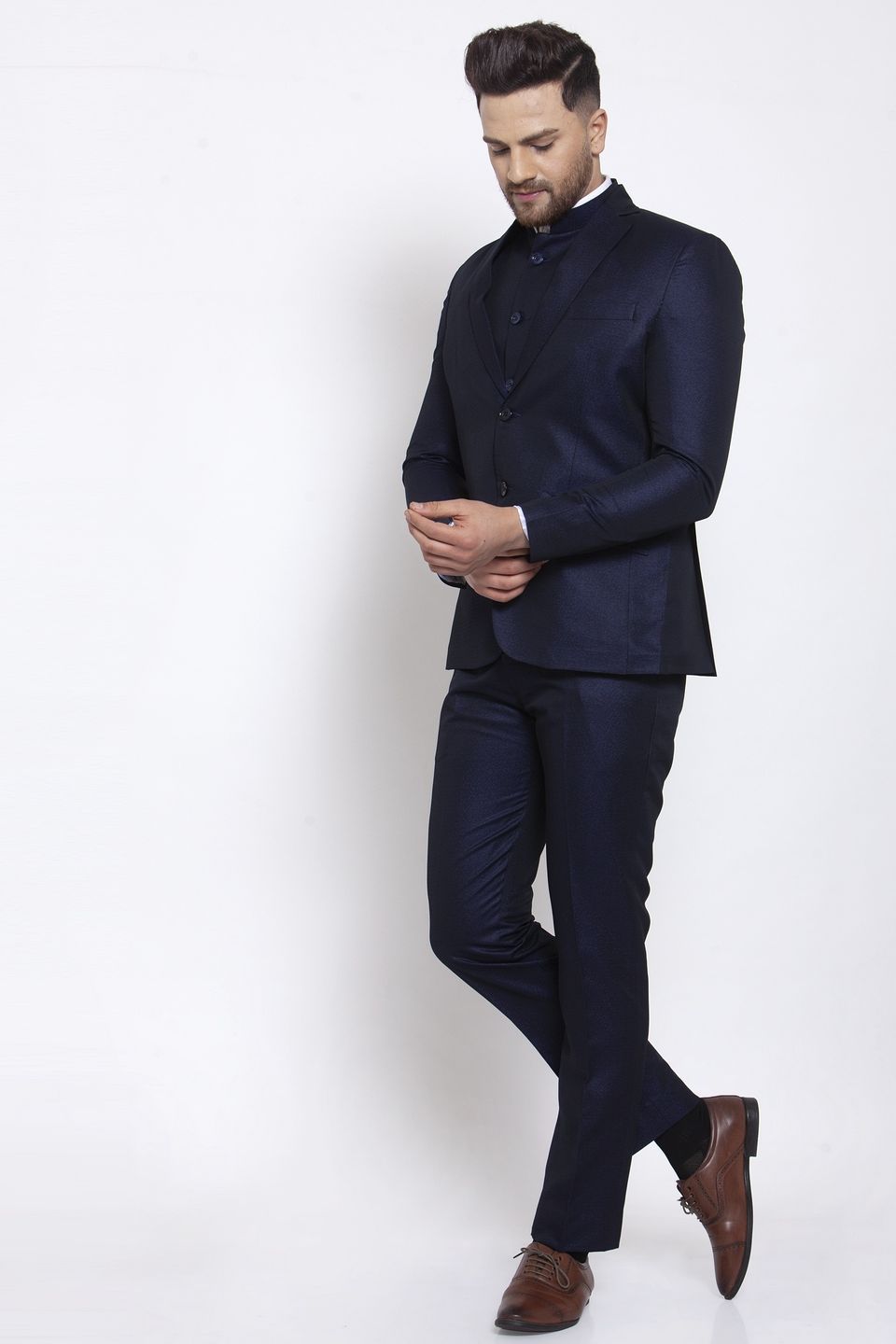Wintage Men's Poly Blend and Evening 3 Pc Suit : Navy Blue
