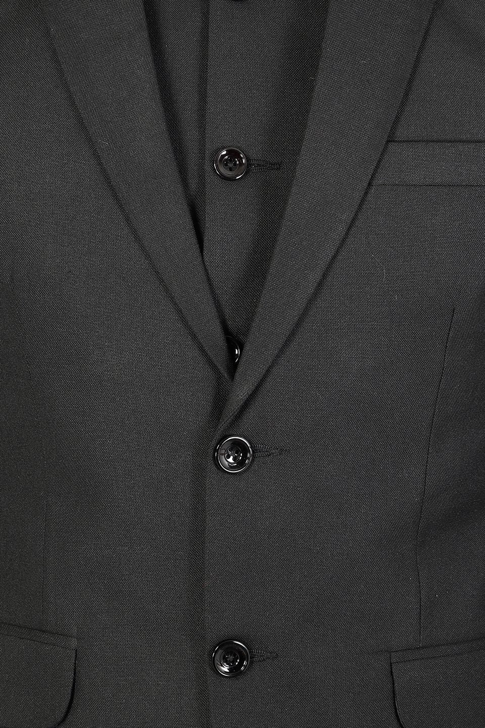 Polyester Cotton Plain Black Three Piece Suit