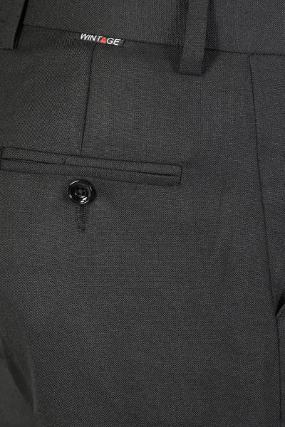 Polyester Cotton Plain Black Three Piece Suit