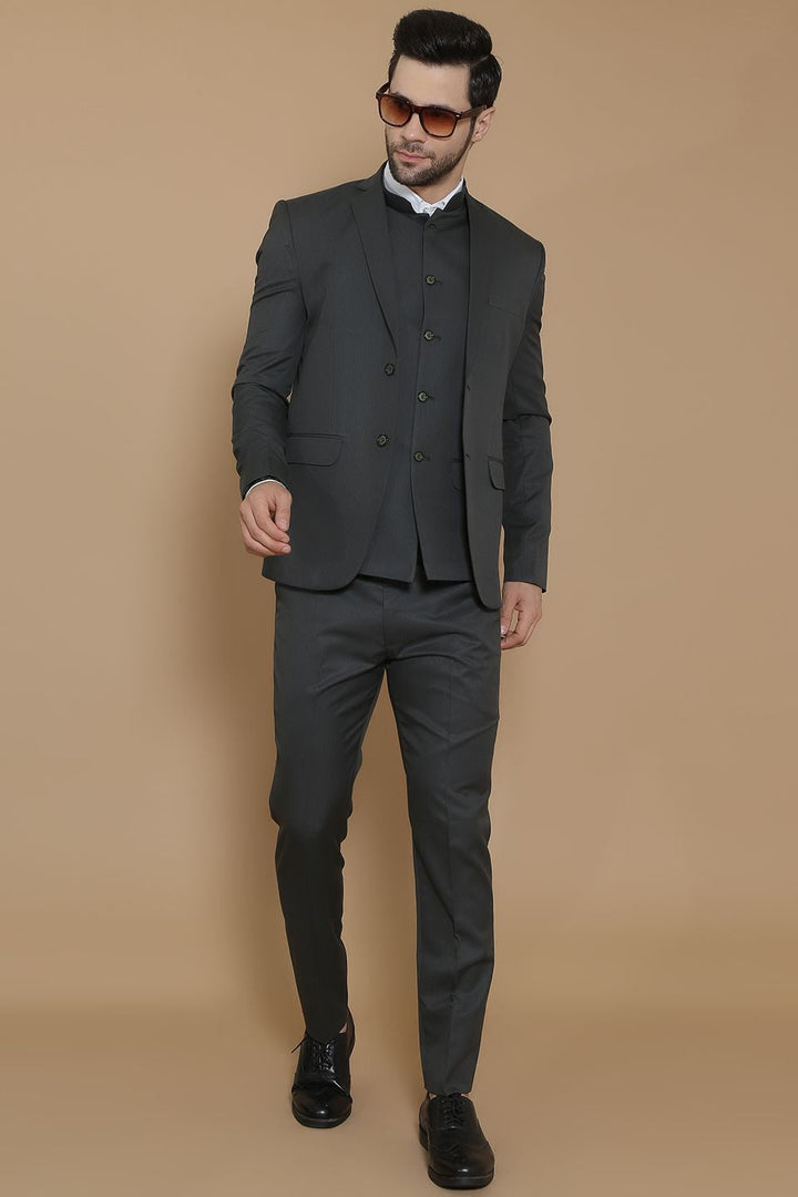 Poly Viscose Green  Three Piece Suit