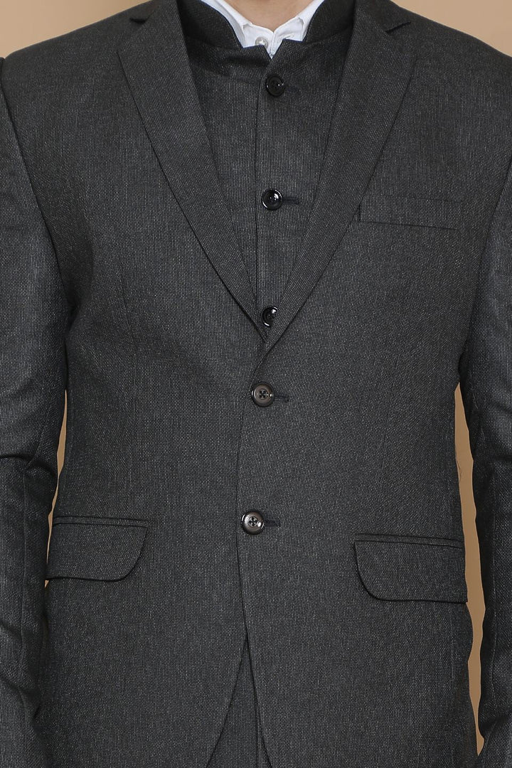 Poly Viscose Black Three Piece Suit