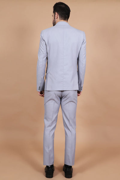 Polyester Cotton Grey Three Piece Suit